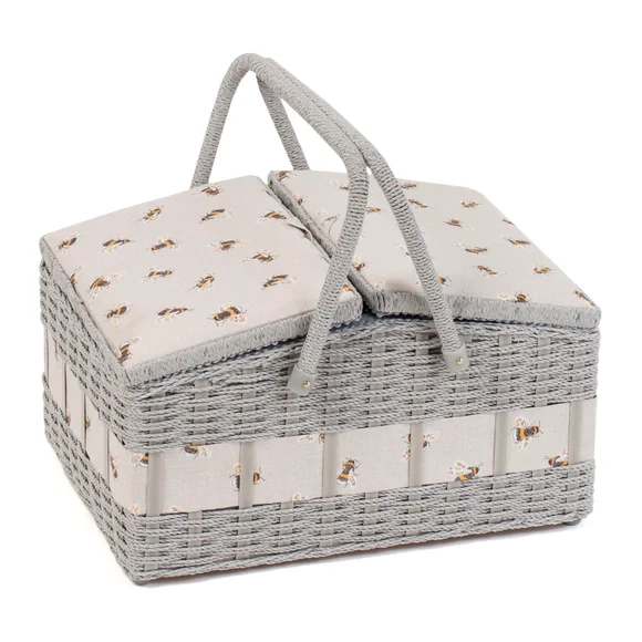 Hobby Gift Bee Wicker TwinLid Sewing Basket