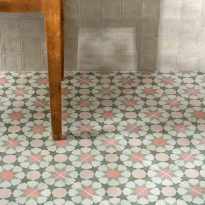 Ca’Pietra Nebula Spring Bloom Green & Pink Matt Porcelain Indoor Floor & Wall Tile, Pack Of 10, (L)330mm (W)330mm