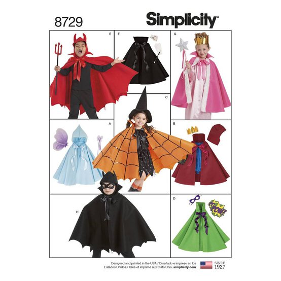 Simplicity Patterns Simplicity Children's Cape Costumes Sewing Patterns, 8729, S-L