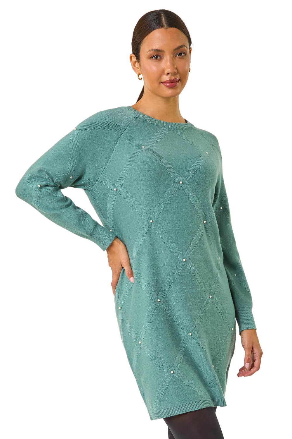 Roman Pearl Embellished Jumper Dress