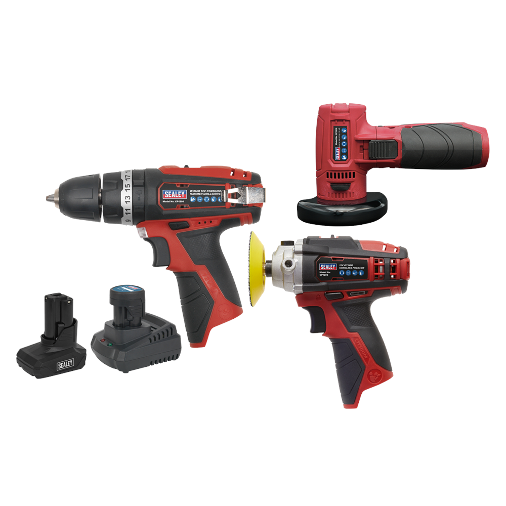 Sealey CP1200COMBO7 SV12 Series 3 x 12V Cordless Power Tool Combo Kit