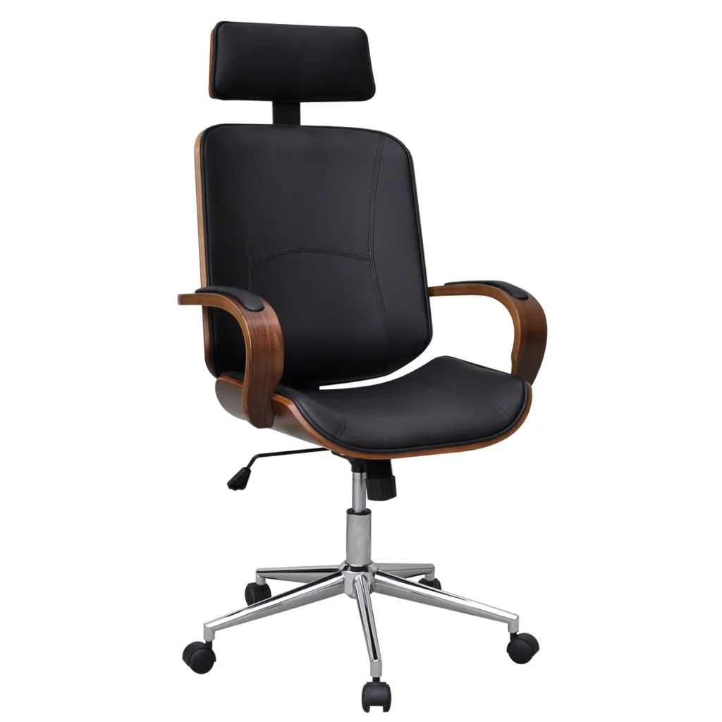 VidaXL Swivel Office Chair with Headrest Bentwood Artificial Leather