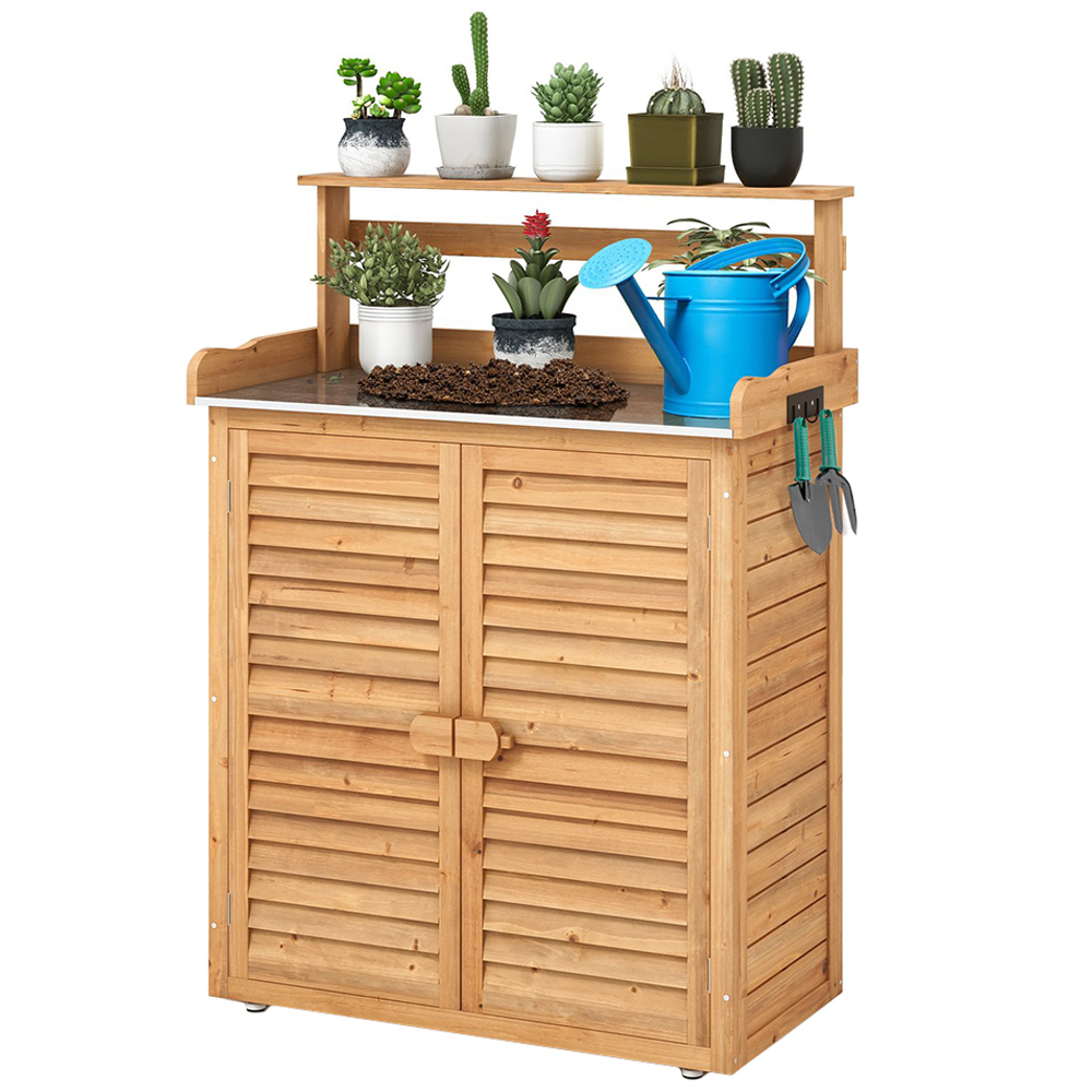 Costway Natural Wooden Storage Cabinet