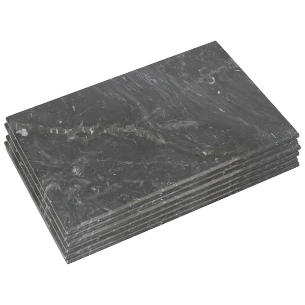  Rectangle Marble Placemats - 40cm x 30cm - Black - Pack of 6, Black