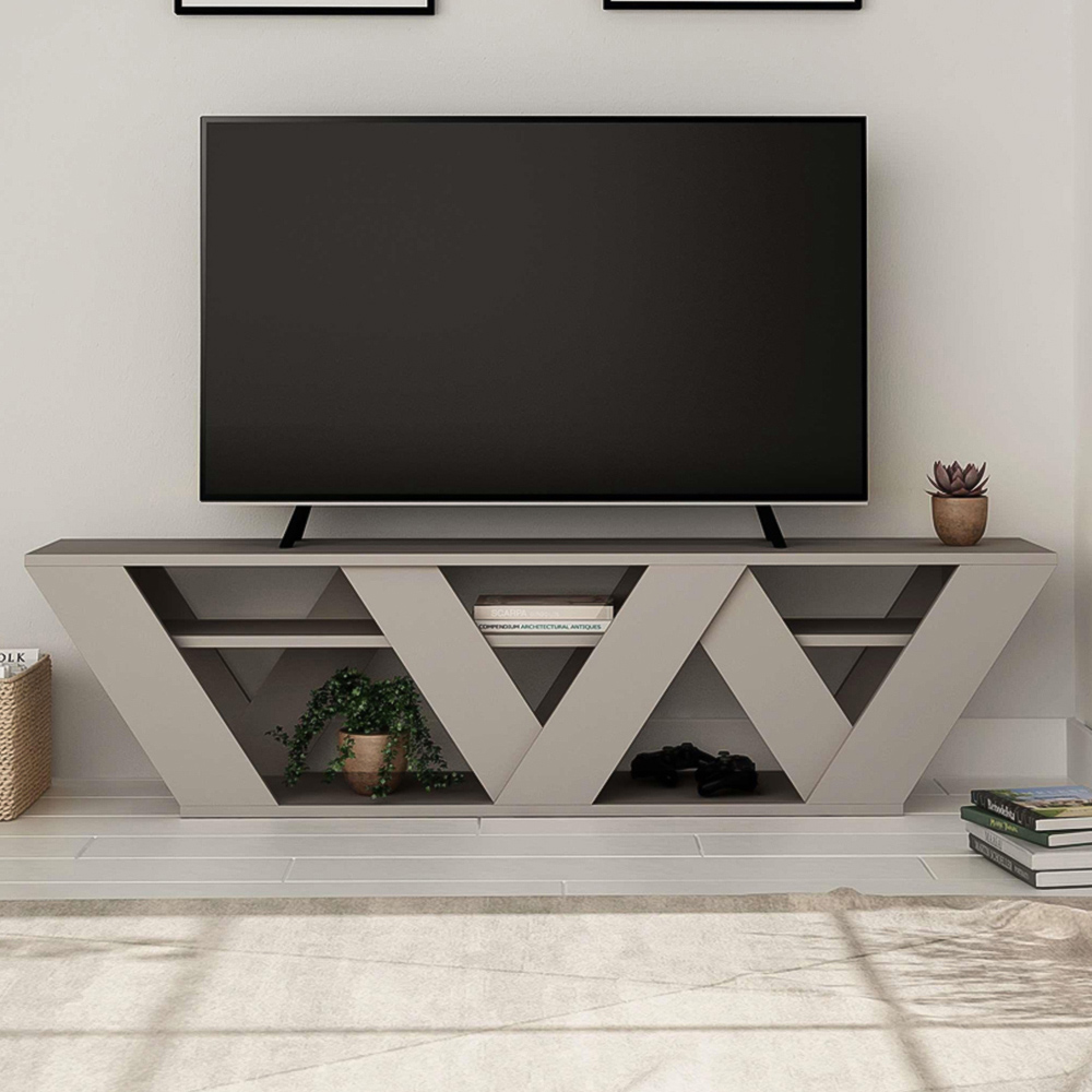 Decortie Ralla Modern TV Stand Entertainment Unit - Mocha Grey