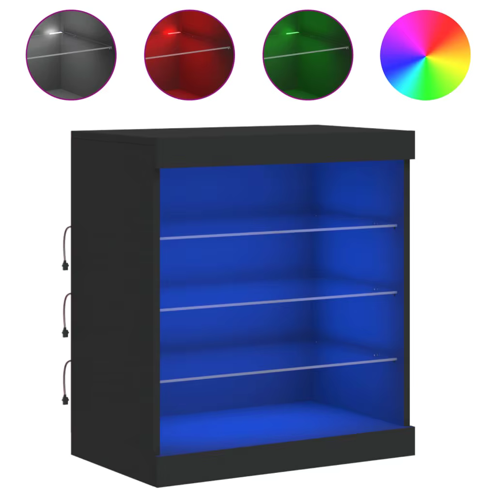 VidaXL Buffet with LED lights Black 60,5x37x67 cm