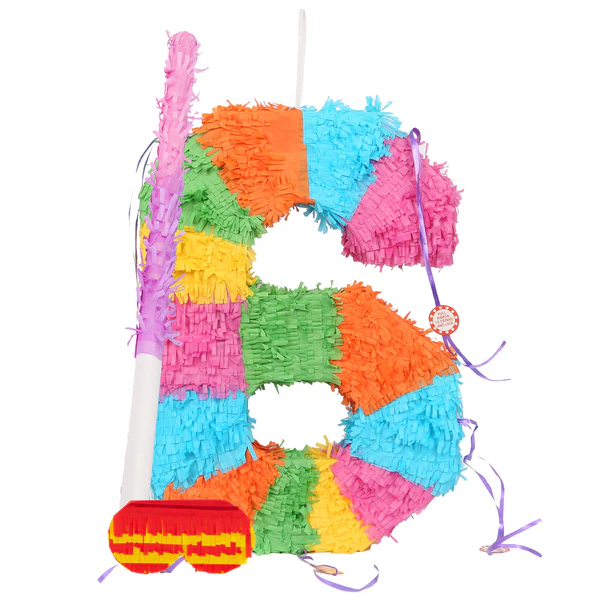 Fax Potato Large Number 6 Pinata Party Set - Pink Stick