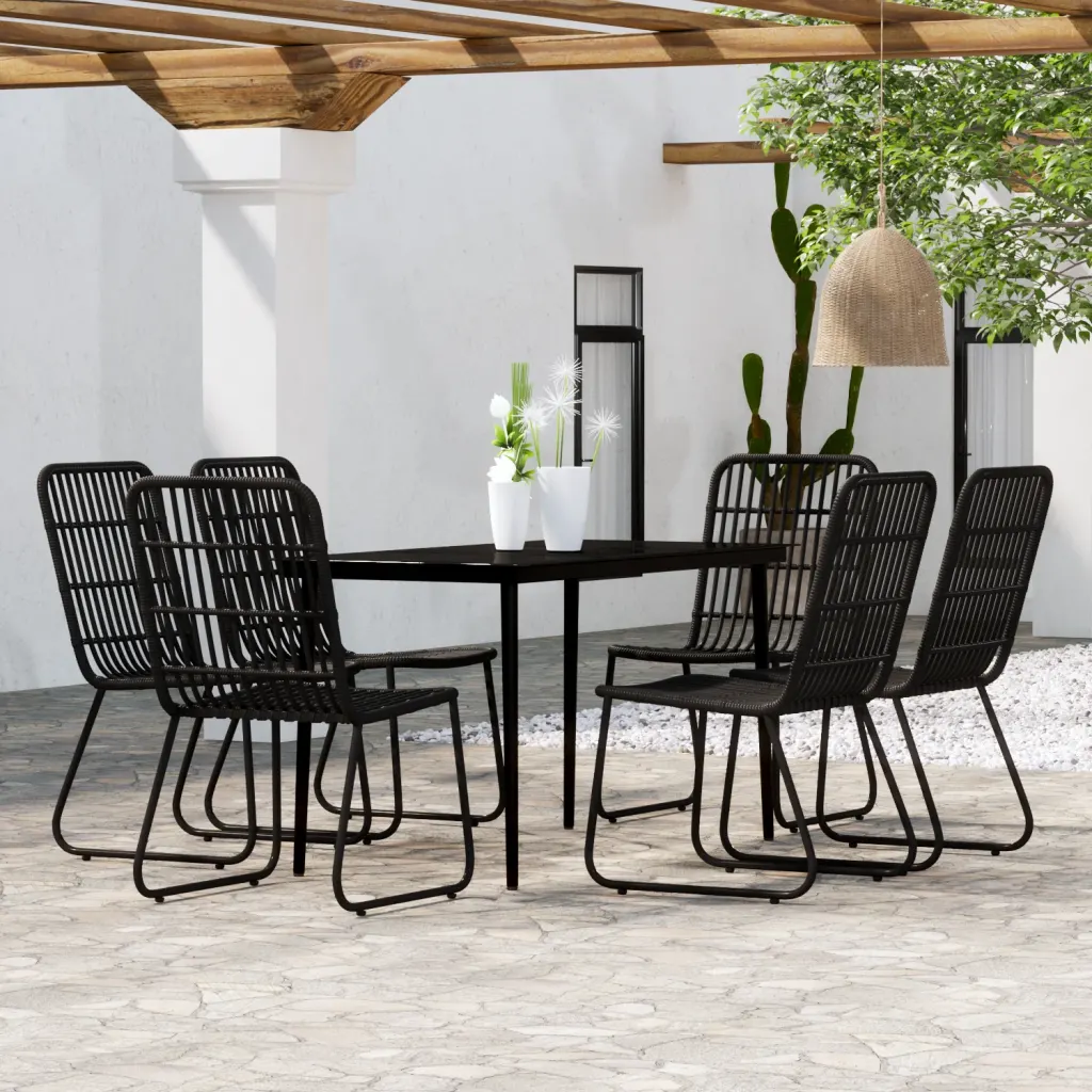 VidaXL 7 Piece Garden Dining Set Black