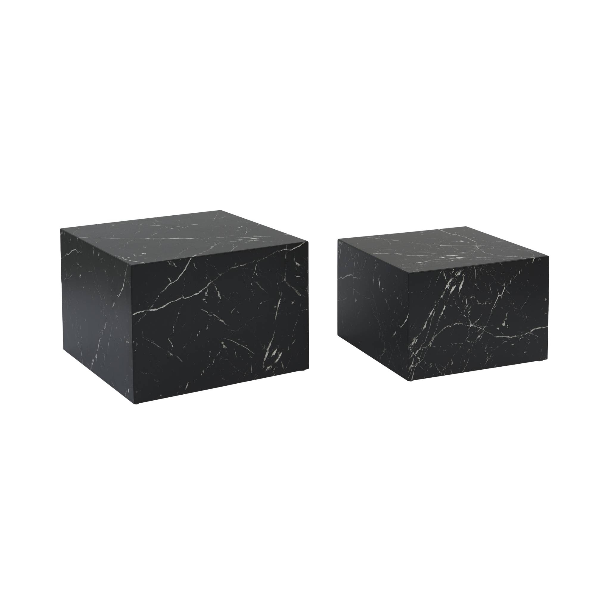 Sweeek Set Of 2 Square Coffee Tables With Marble Effect
