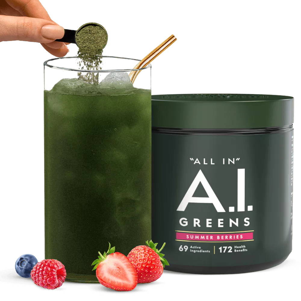 Protein Works "All In" A.I. Greens - 172 Health Benefits - 30 Shakes - Summer Berries - 1 Month's Supply - Protein Works - Nutrient-rich Superfoods - Greens