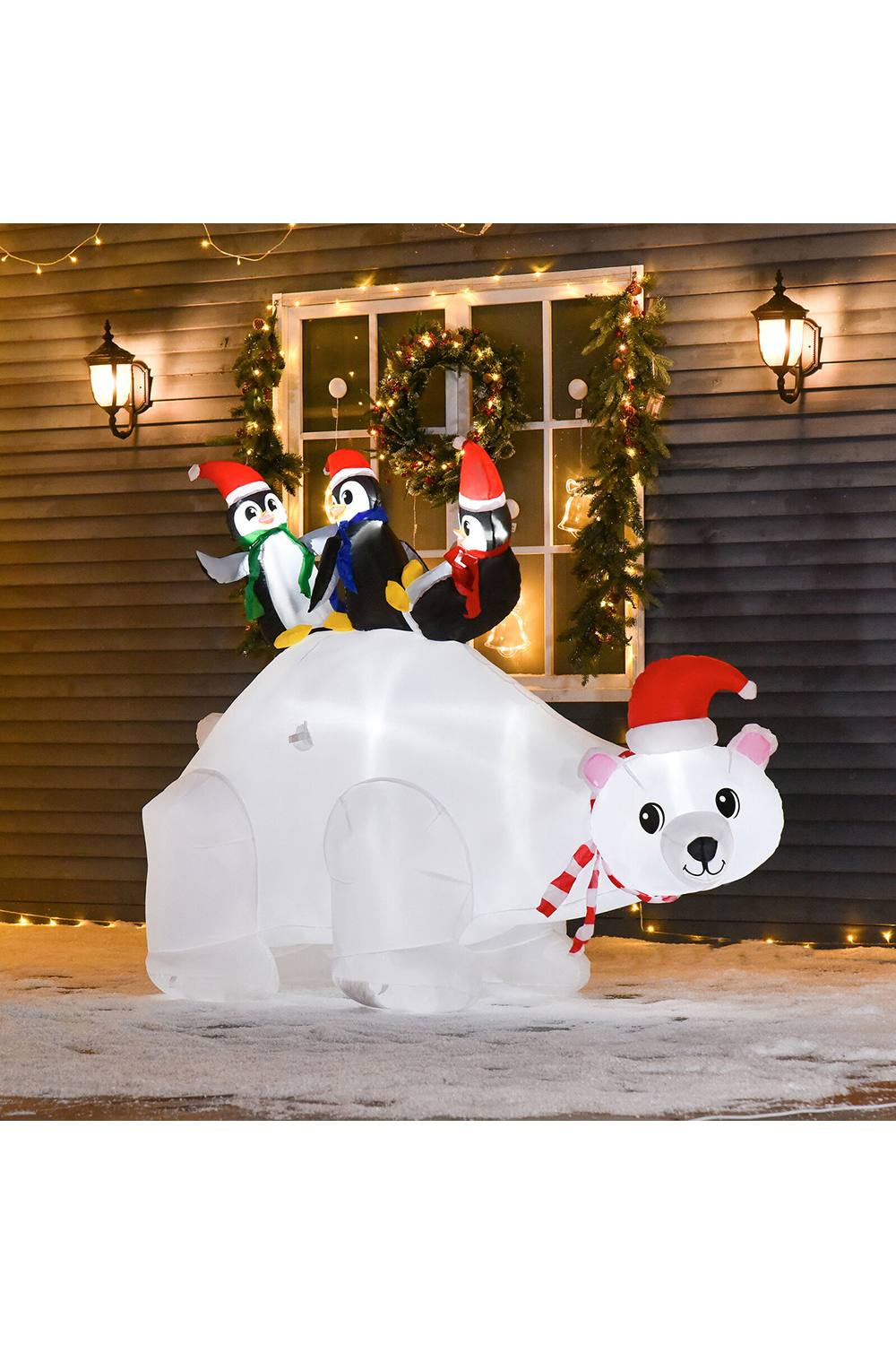 Living And Home Inflatable Penguin Sea Bear Air Blown with LED Light Outdoor Decor