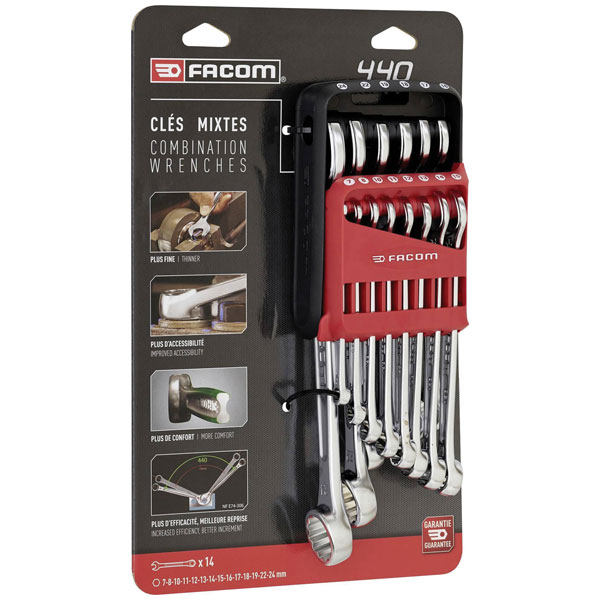 Facom 14 Piece Spanner Set 7 mm, 8 mm, 10 mm, 11 mm, 12 mm, 13 mm, 14 mm, 15 mm, 16 mm, 17 mm, 18 mm, 19 mm