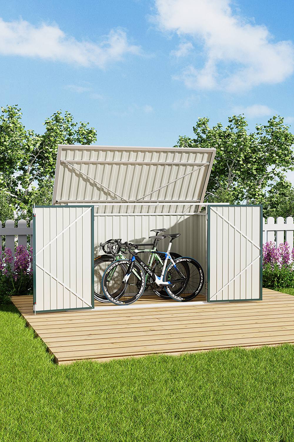 Living And Home Heavy Duty Steel Bicycle Storage Shed