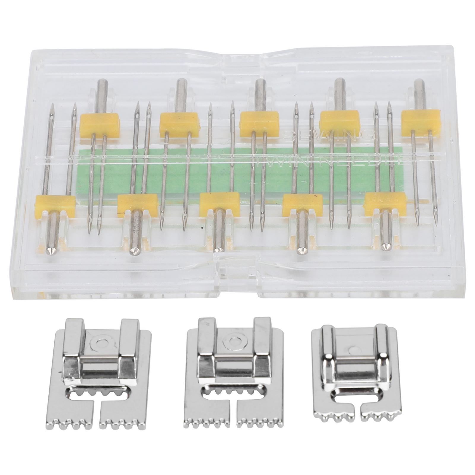GoolRC Twin Needles Presser Foot Multi Sizes Mixed Household Sewing Machine Tools with Plastic Box