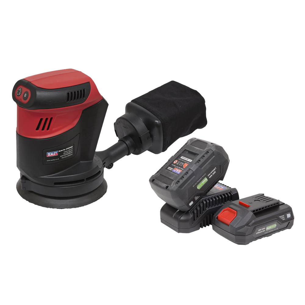 Sealey Cordless Orbital Palm Sander Kit Ø125mm 20V SV20 Series - 2 Batteries