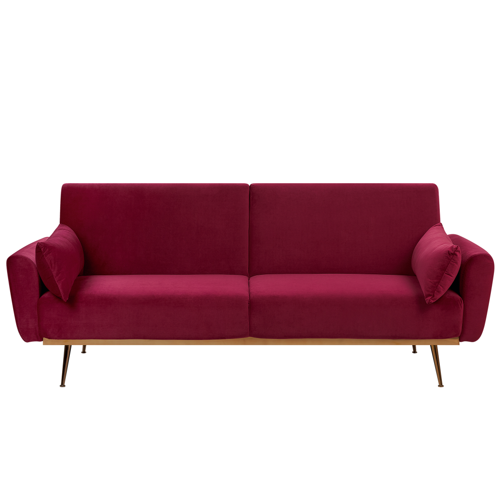Beliani 3 Seater Sofa Eina Burgundy Velvet