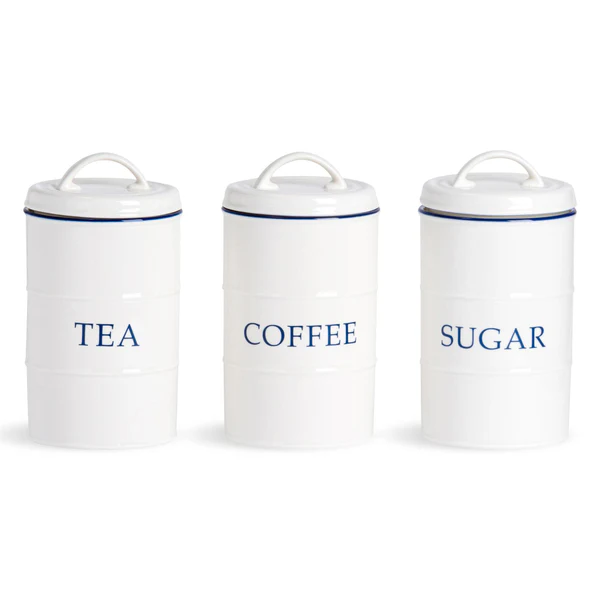 Nicola Spring Farmhouse Kitchen 3 Piece Coffee, Tea, & Sugar Jar Set brown