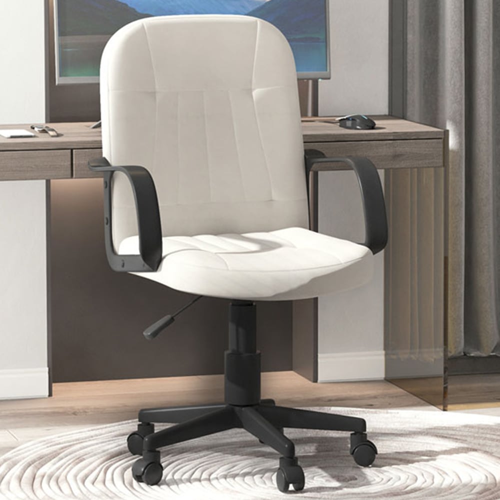 Portland Cream PU Leather Swivel Desk Office Chair