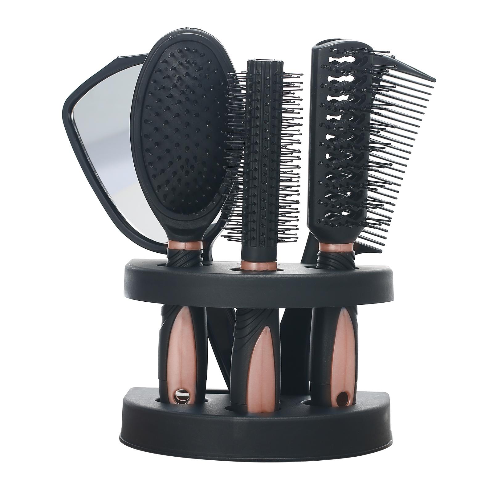TOMTOP JMS Set of 5 Hair Combs Mirror Set Professional Salon Hair Cutting Brushes Sets Salon Hairdressing