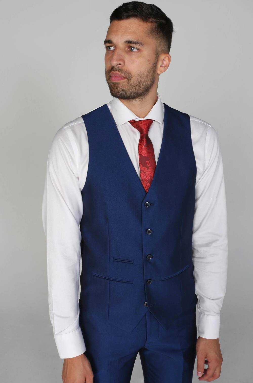Paul Andrew Men Kingsley Wedding Prom Waistcoat in Navy | Size: 46R