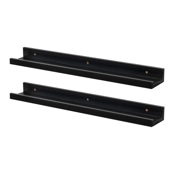 Harbour Housewares Floating Picture Ledge Wall Shelves - 57Cm - Black - Pack Of 2