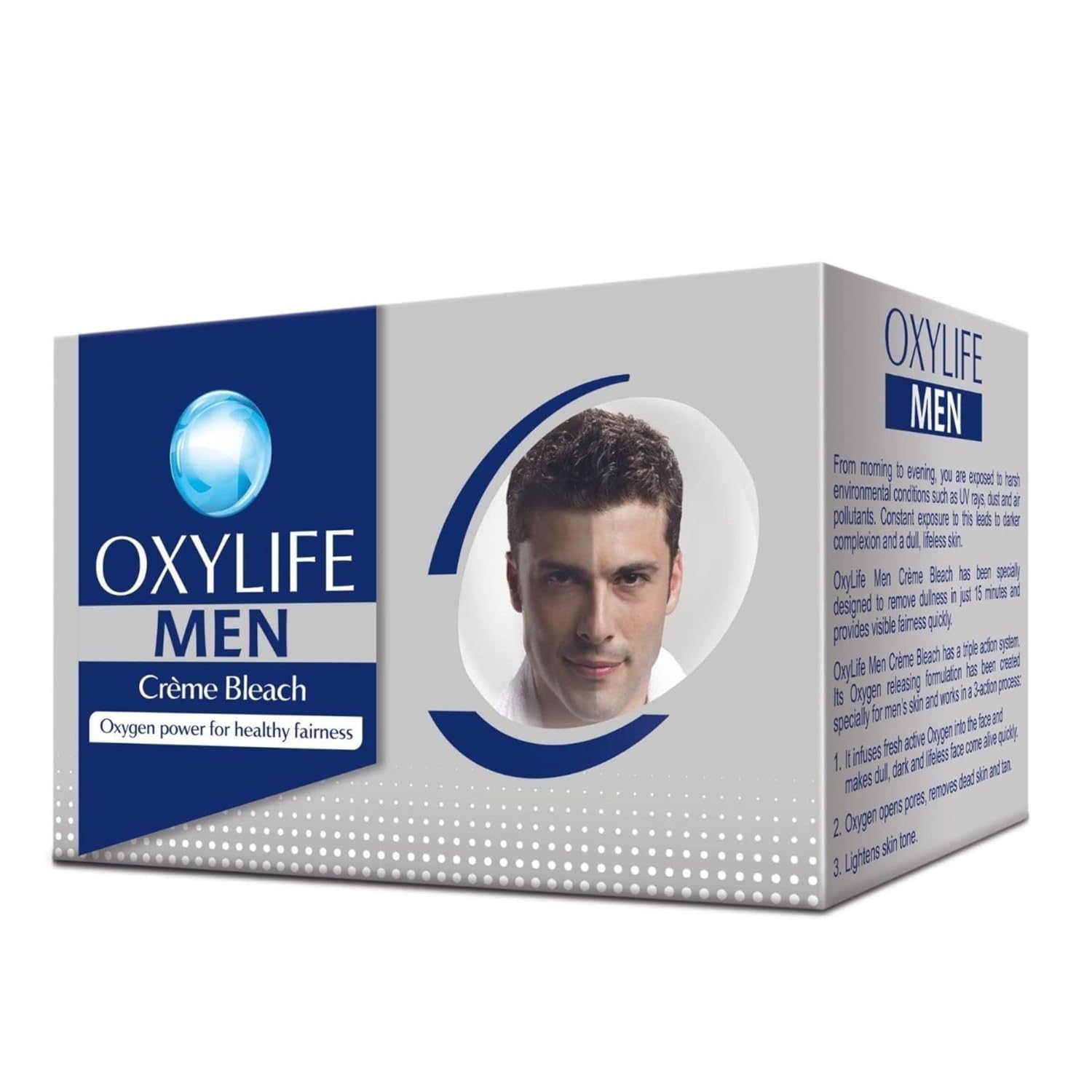 Dabur Oxylife Men Crème Bleach 150g For Skin Lightening, Dark Spot Reduction & Tan Removal