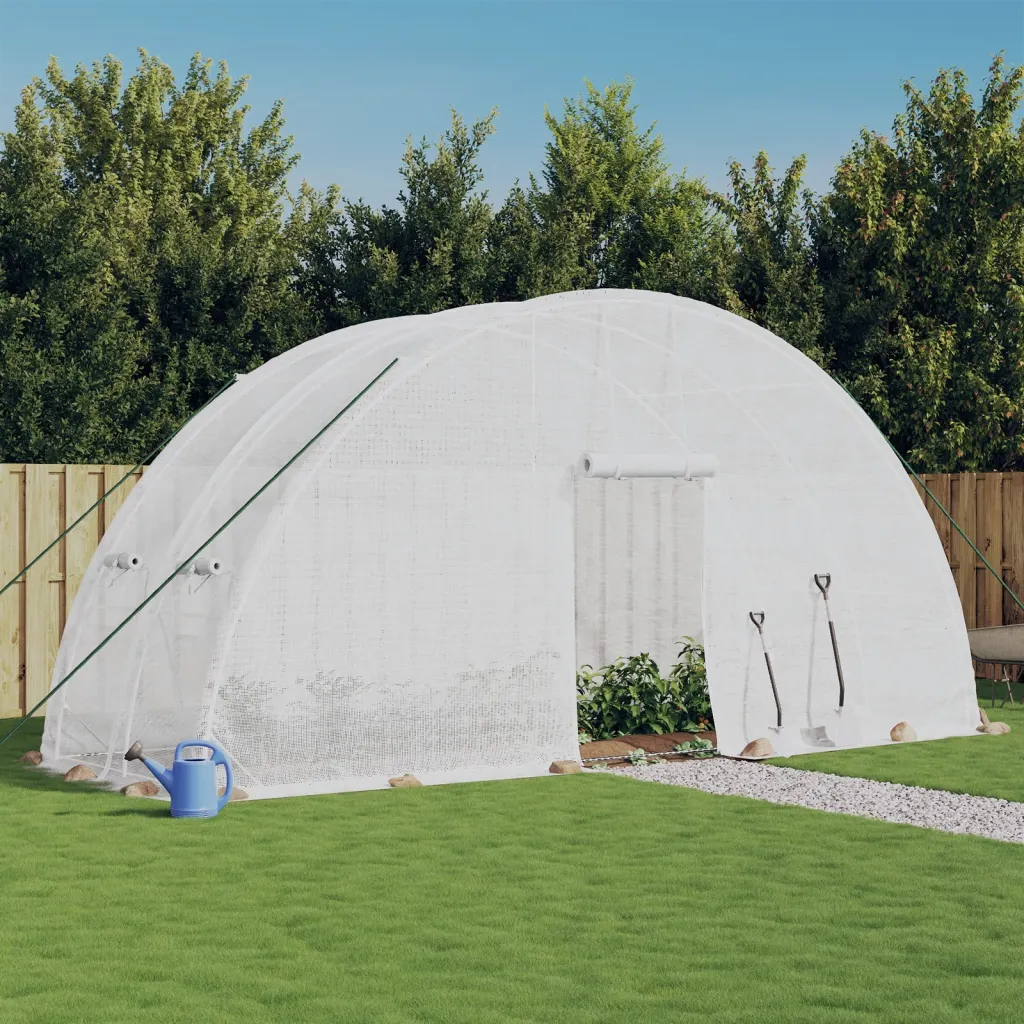 VidaXL Greenhouse Walk in Greenhouse Grow House with Steel Frame White 12 mÂ²