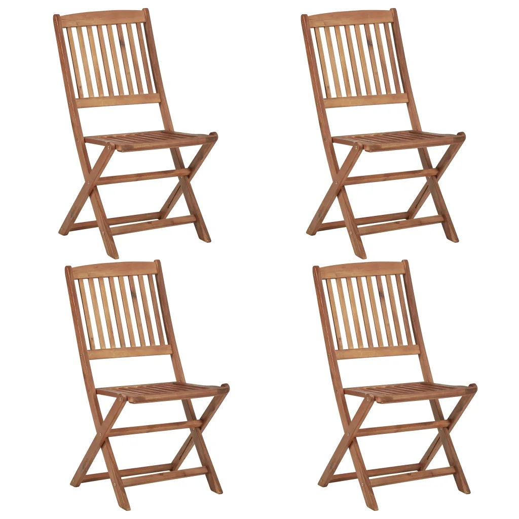 VidaXL Folding Outdoor Chairs 4 pcs Solid Acacia Wood