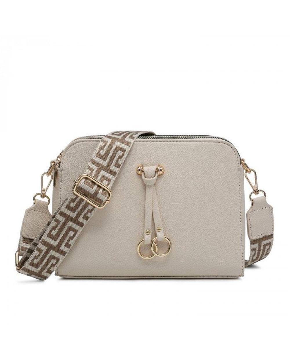 JFY Three Zipped Sections Canvas Strap Cross Body Bag