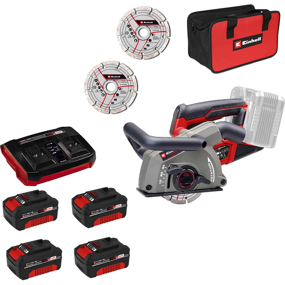 Einhell Professional TP-MA 36/30 Li BL 36v Cordless Brushless Wall Chaser 4 x 4ah Li-ion Twin or Dual Battery Charger Bag
