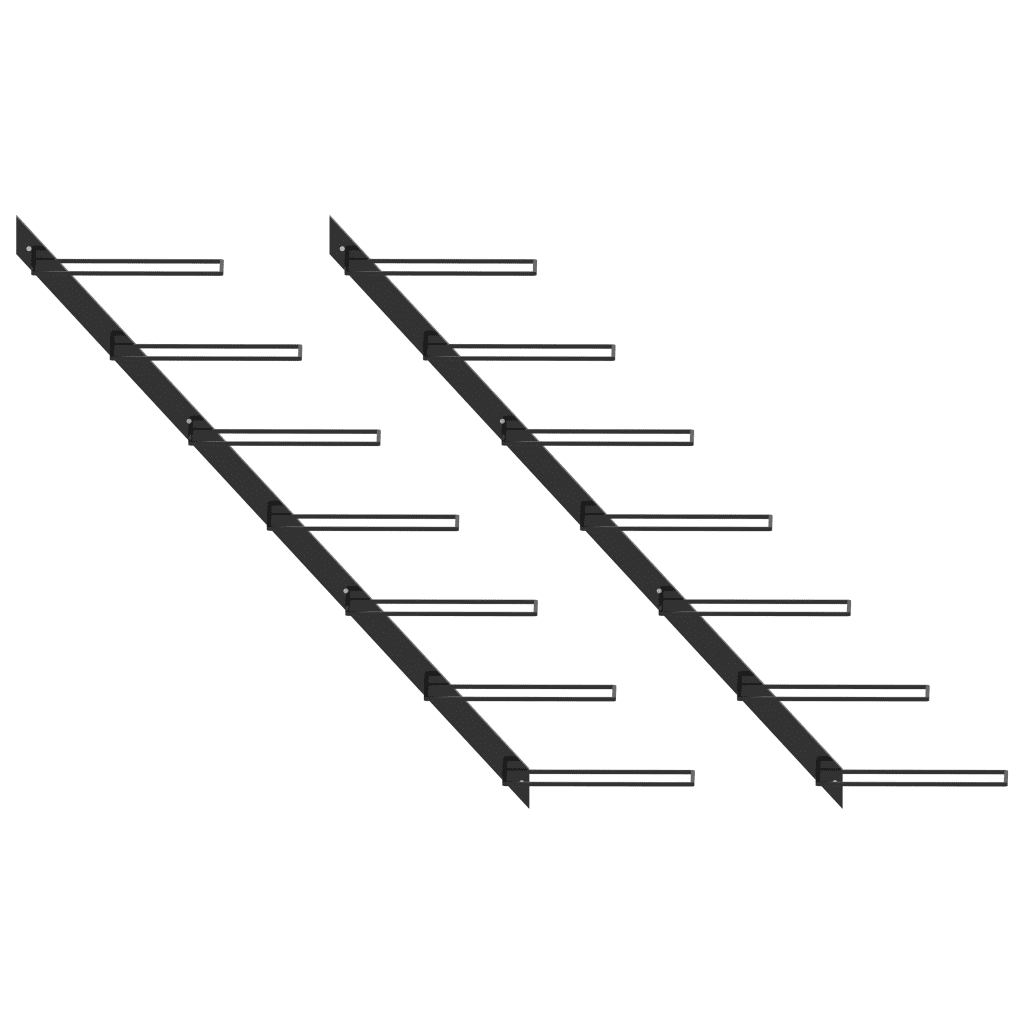 VidaXL Wall-mounted Wine Racks for 14 Bottles 2 pcs Black Metal