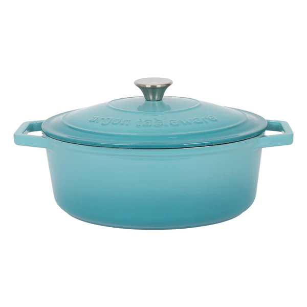 Argon Tableware 4.68L Oval Cast Iron Casserole Dish - Teal Ombre