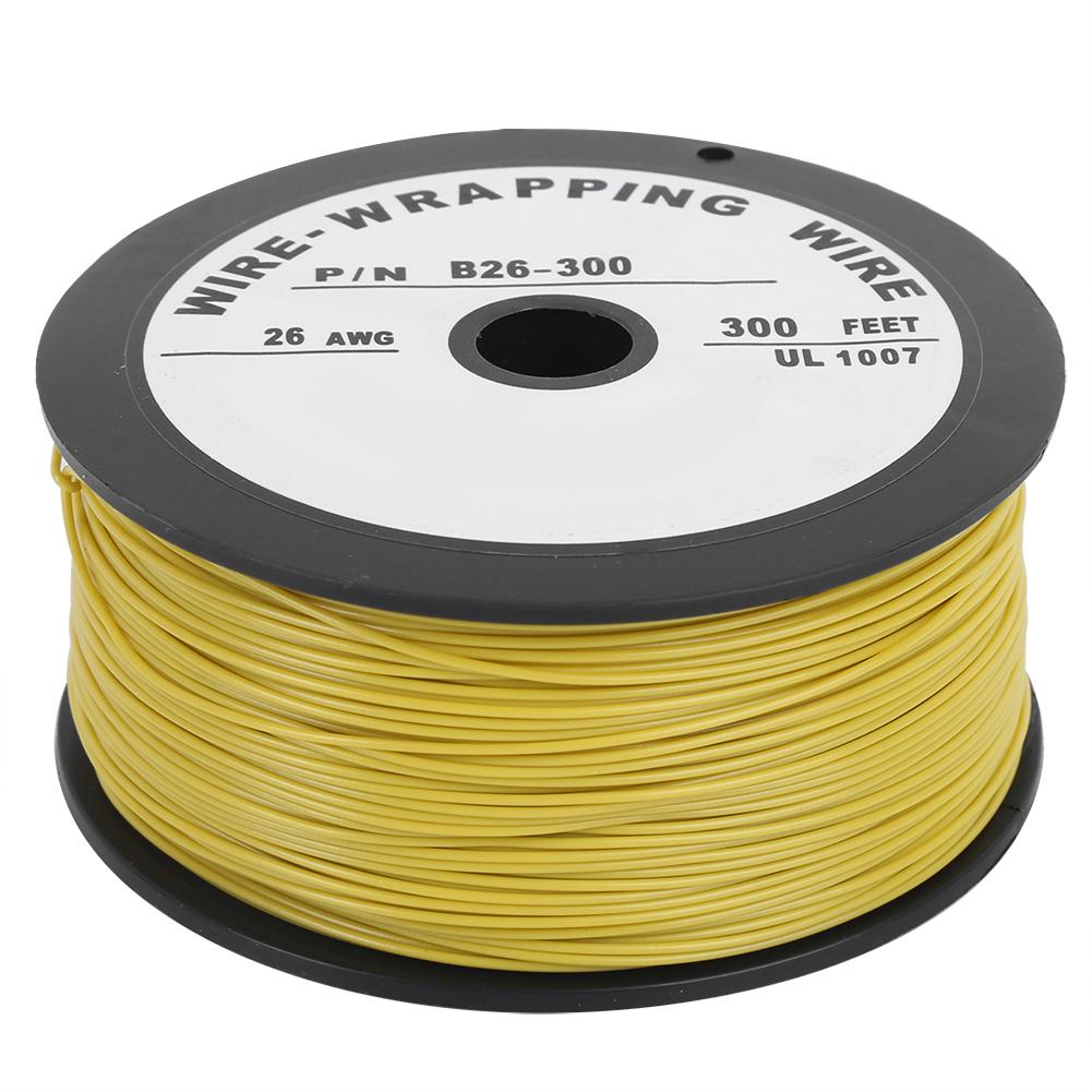TOMTOP JMS Electrical Wire Cable Yellow Connecting Cable Line Tinned Copper 100 Meter UL1007 26AWG