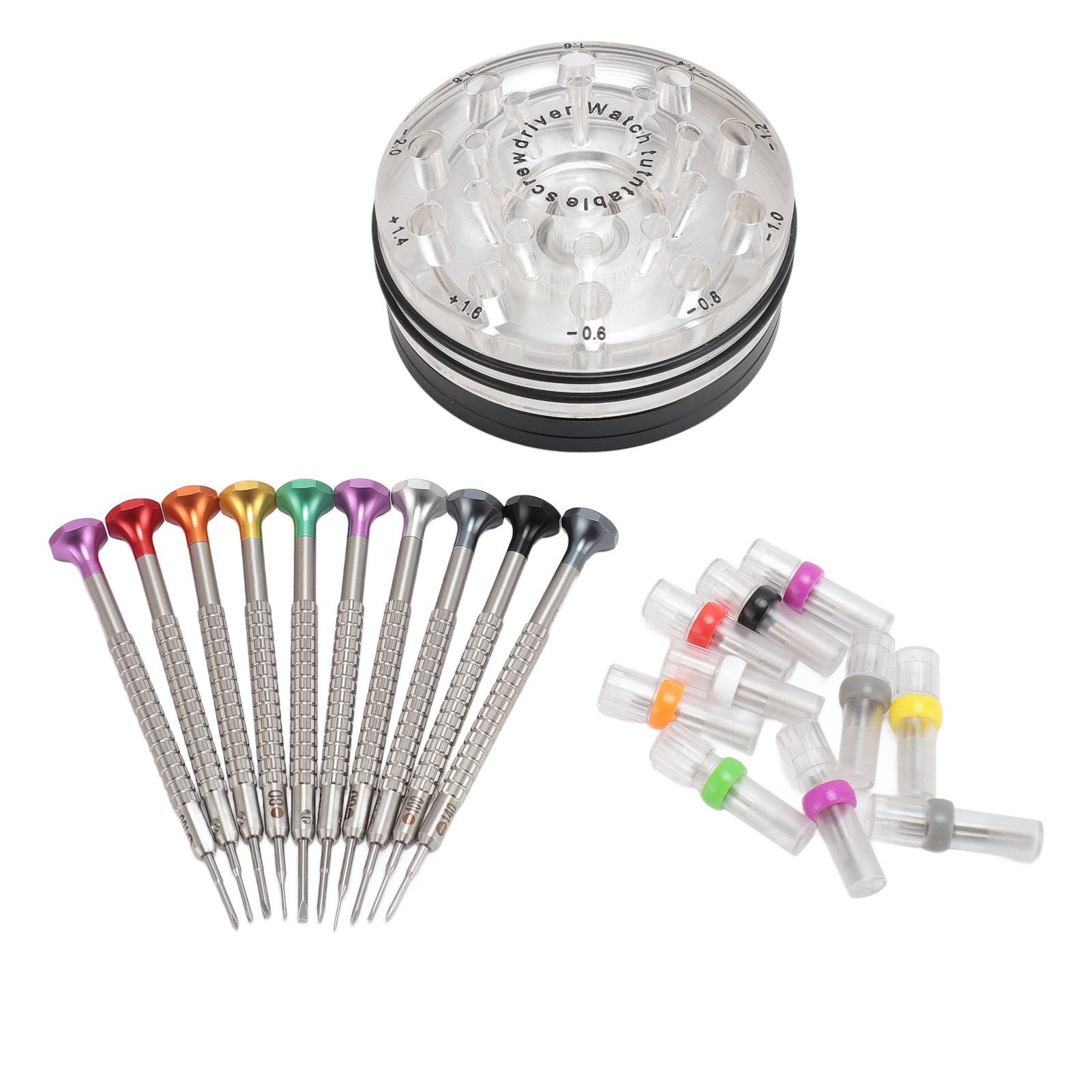 DIYelecs 10pcs Watchmaker Screwdrivers Set Flat Crossing Type Stainless Steel Screwdrivers Kit with 20 Tips
