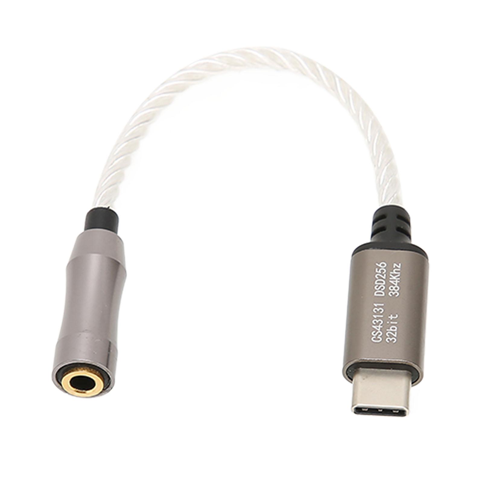 HONOR ELECTRONICS Type C to 3.5mm Headphone Amplifier 15cm5.9in 120dB Headphone Amplifier for Android PCSilver silver