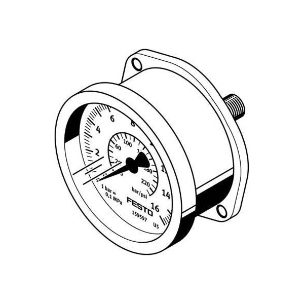 Festo G 1/4 Dial Pressure Gauge 10bar, MA-40-10-G1/4-EN, 0bar min