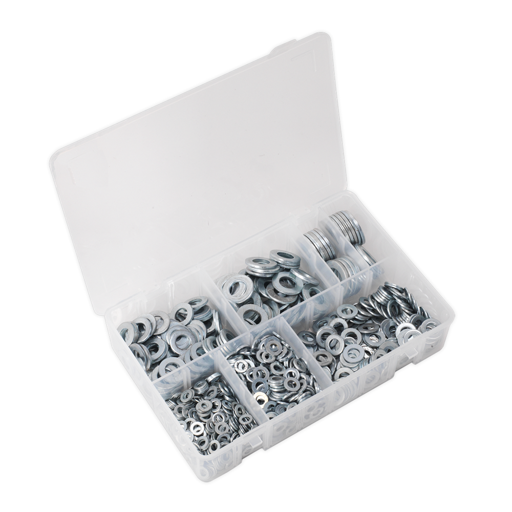 Sealey AB055WA Flat Washer Assortment 1070pc M5-M16 Form A Metric DIN 125