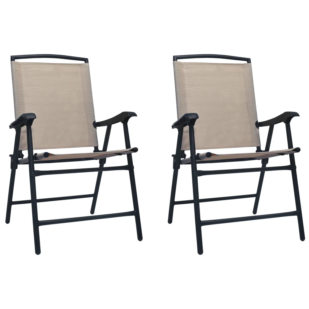 VidaXL Folding Garden Chairs 2 pcs Texilene Taupe