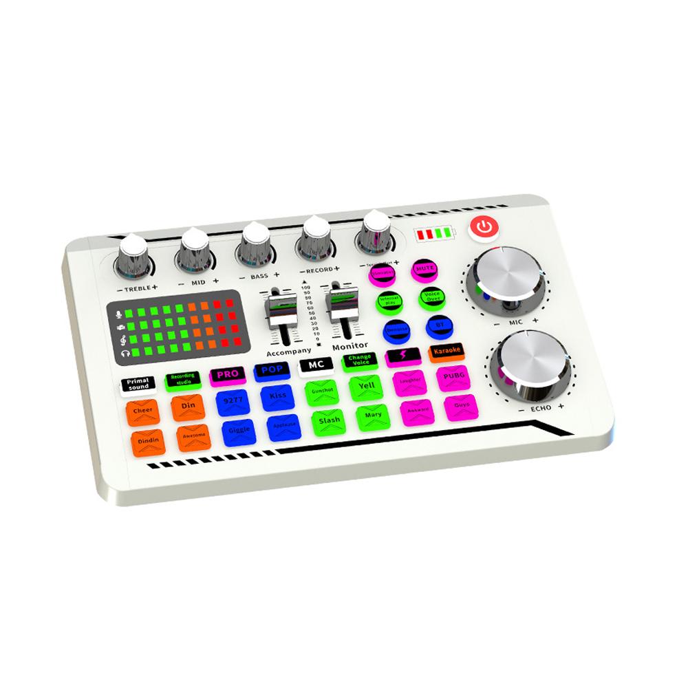 TOMTOP JMS Live Sound Card Audio Recording Desktop Singing BT Wireless Accompaniment Plug and Play Voice white