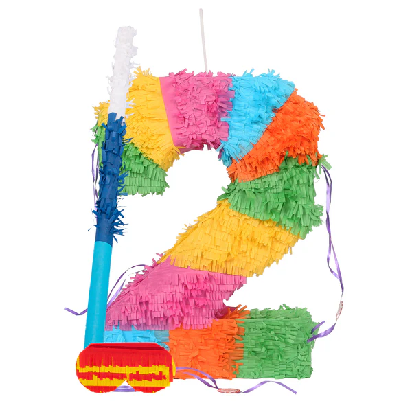 Fax Potato Large Number 2 Pinata Party Set - Blue Stick