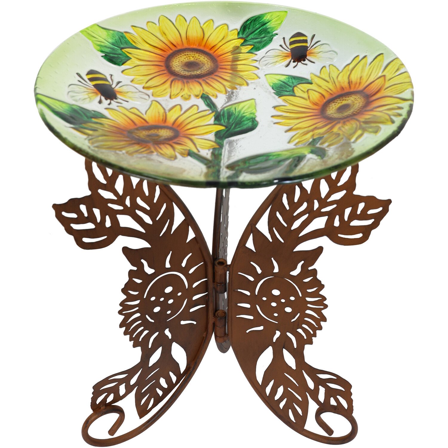 Yellow Glass Sunflower Bird Bath