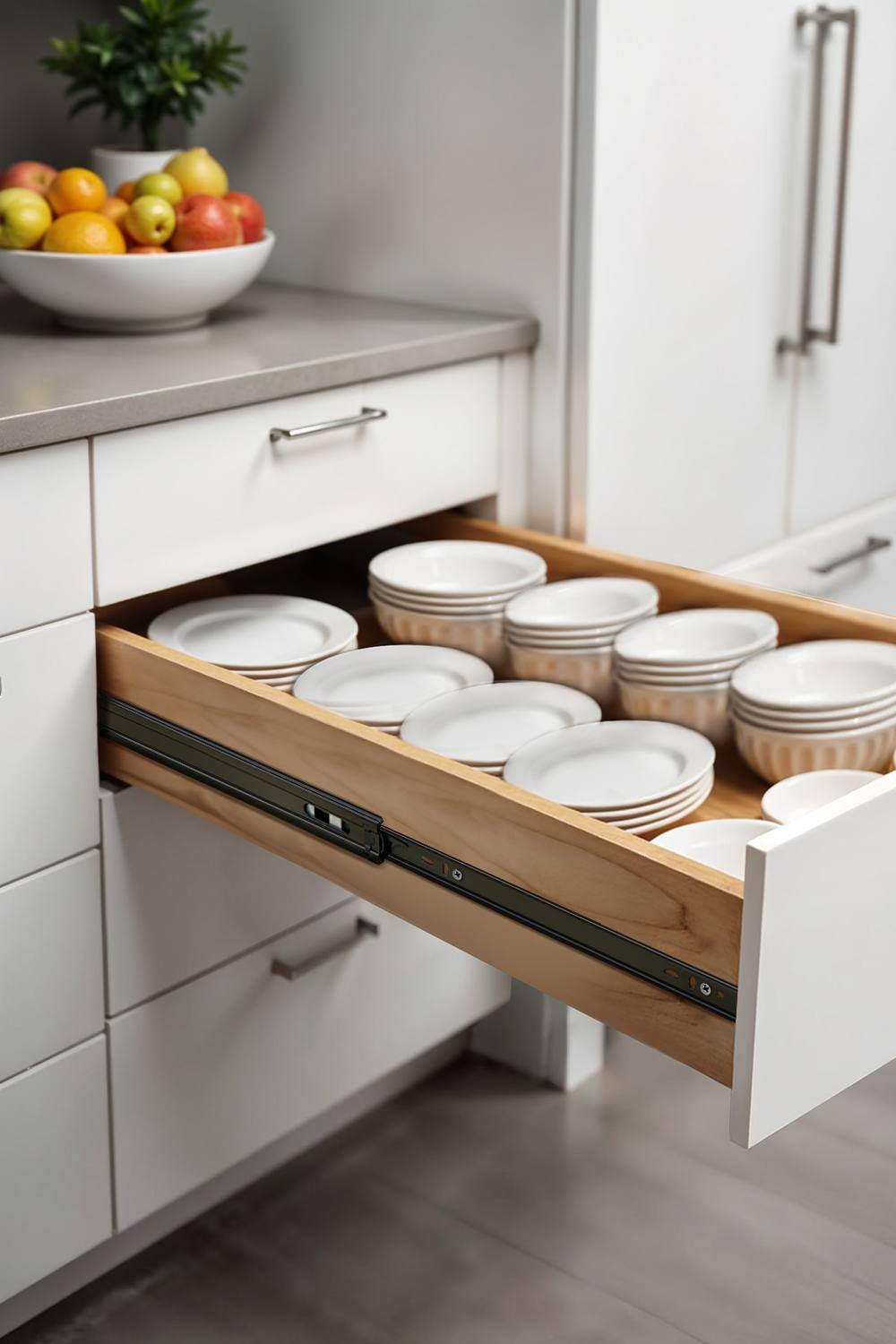 Living And Home 1 Pair 3 Folds Full Extension Ball Bearing Cold-Rolled Steel Cabinet Drawer in Black