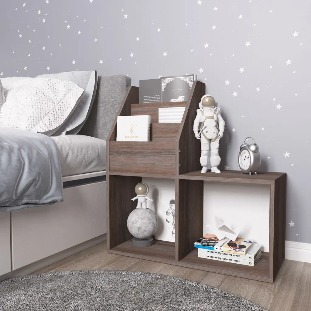 VidaXL Children Magazine Rack Grey and Sonoma Oak 71x30x78.5 cm Chipboard