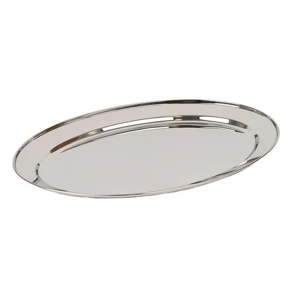 Oval Stainless Steel Serving Platter - 50cm x 35cm - Silver