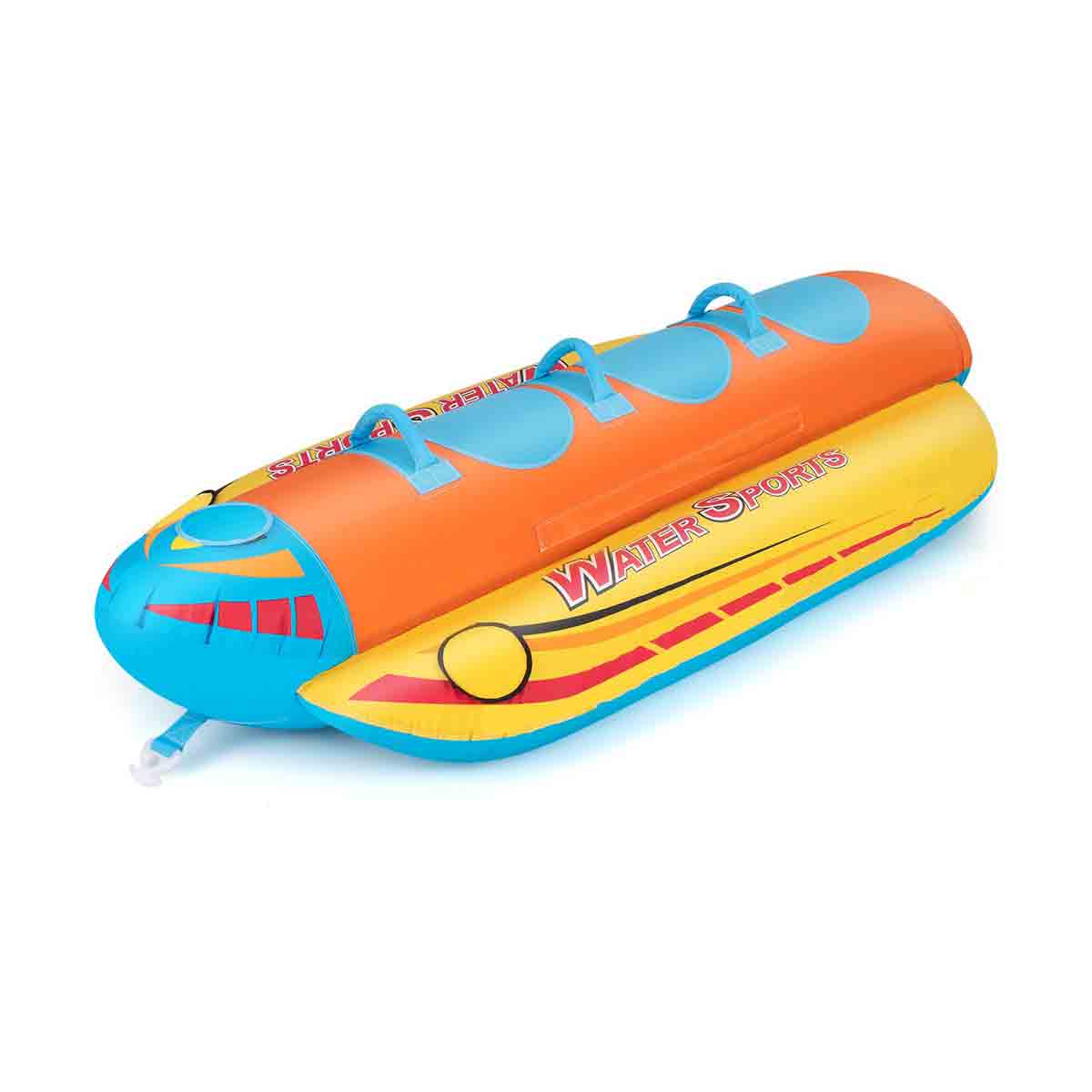 Costway 1-3 Riders Inflatable Banana Boat Towable Tube for Boating with Full Nylon Cover, Multi