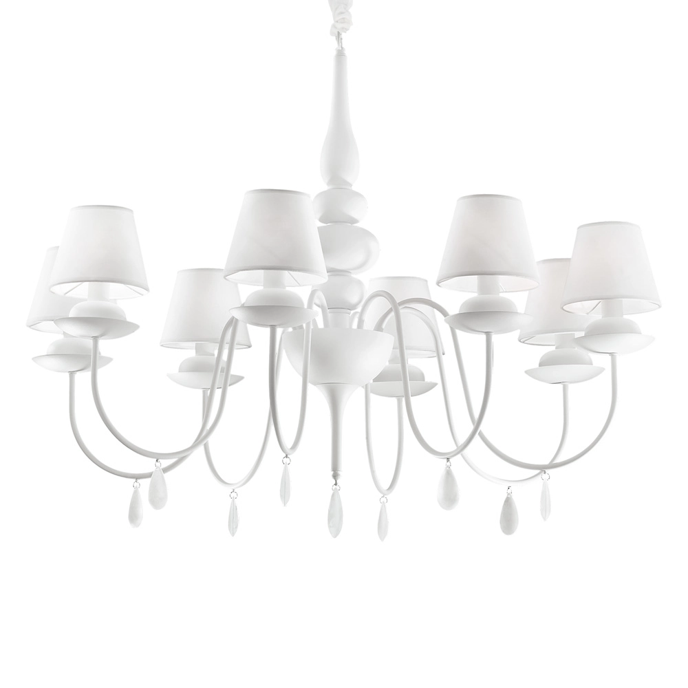 Luminaire Center The Italian Collection N25816 Blanche 8 Light Ceiling Chandelier in Matt White Finish