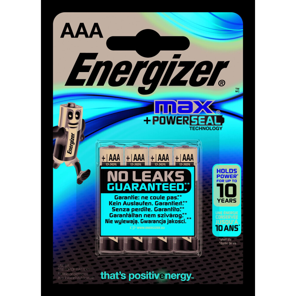 Energizer Max AAA Batteries - Pack of 4