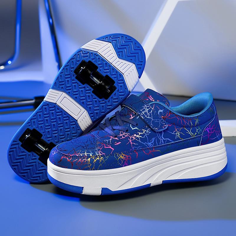 Angel Ting New Mesh Four-wheel Runaway Shoes Children's Luminous Charging Roller Skates Deformed Wheel Shoes 41