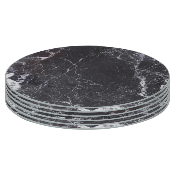 Harbour Housewares Round Glass Placemats - 30Cm - Black Marble - Pack Of 6