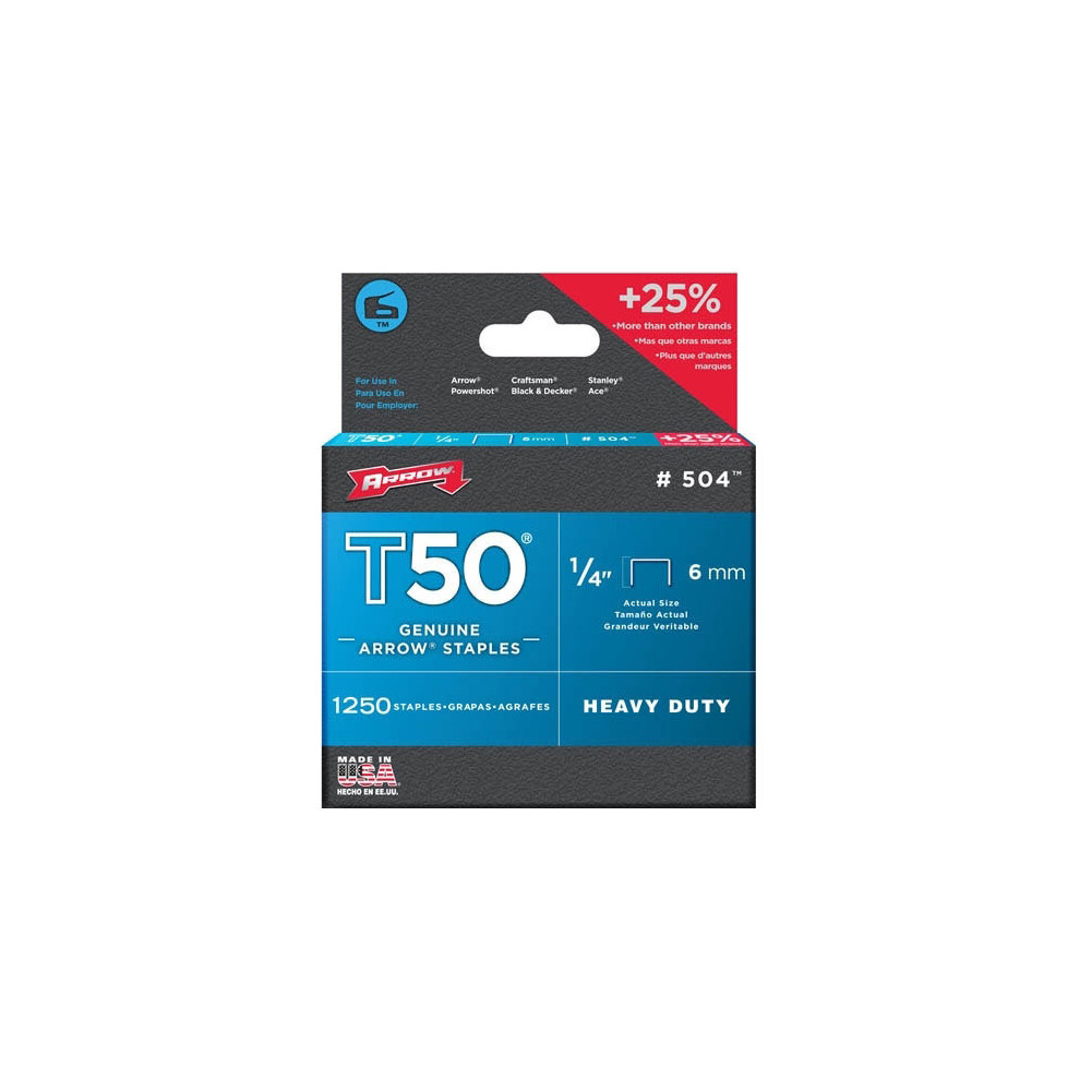 Agrafe T50 hauteur 6 mm boîte de 1250 agrafes